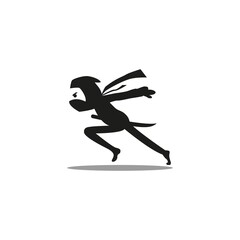 Silhouette running ninja vector