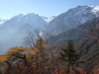 紅葉と山