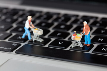 Online shopping concept composed of miniatures