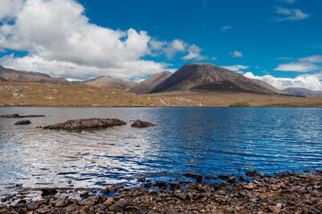 Lake Derryclare Lough in Connemara, county Galway, Ireland. Irish nature landscape. Beautiful scene...