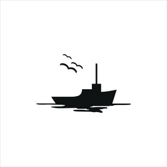 Black Barge logo design image for Sea transportation and barge boat logo vector