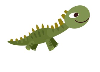 Baby dinosaur. The isolated object on a white background. Cheerful kind animal baby dino. Cartoons flat style. Prehistoric reptile. Funny. Illustration vector
