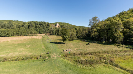 Medieval Commarque castle located in the Eyzies village in France on September 09th 2020