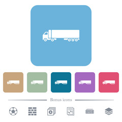 Camion flat icons on color rounded square backgrounds