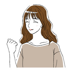 雑誌風女性の表情、ポーズ_ガッツポーズ