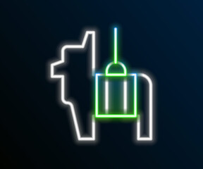 Glowing neon line Pinata icon isolated on black background. Mexican traditional birthday toy. Colorful outline concept. Vector
