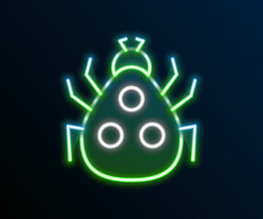 Glowing neon line Ladybug icon isolated on black background. Colorful outline concept. Vector