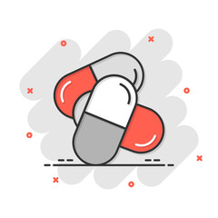 Pill capsule icon in flat style. Drugs vector illustration on white isolated background. Pharmacy business concept.