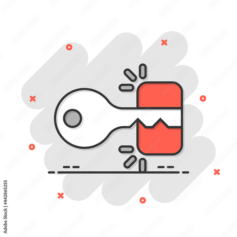 Poster locker icon in flat style. padlock password vector illustration on white isolated background. key un