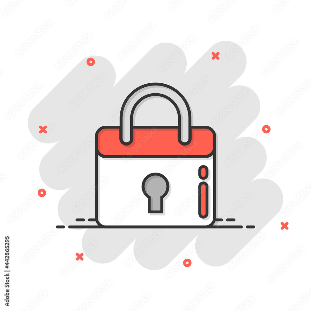 Poster locker icon in flat style. padlock password vector illustration on white isolated background. key un
