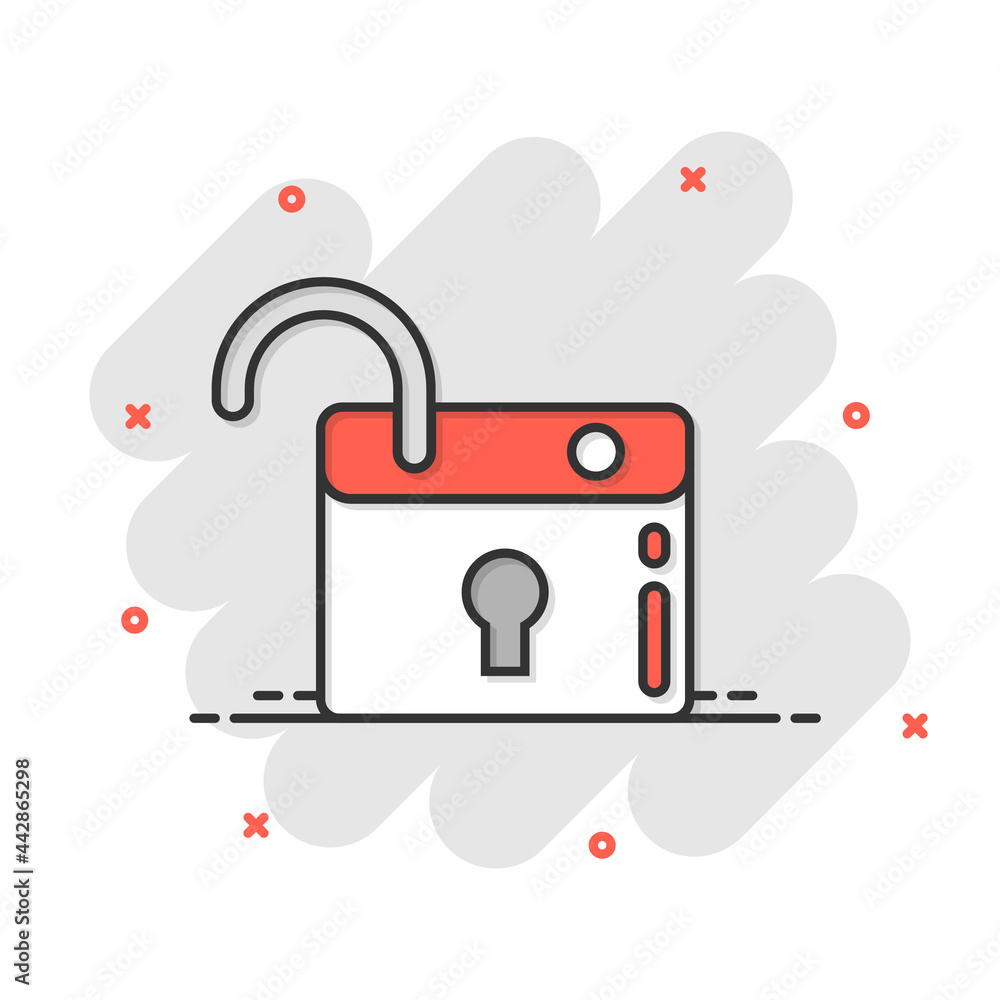 Poster locker icon in flat style. padlock password vector illustration on white isolated background. key un