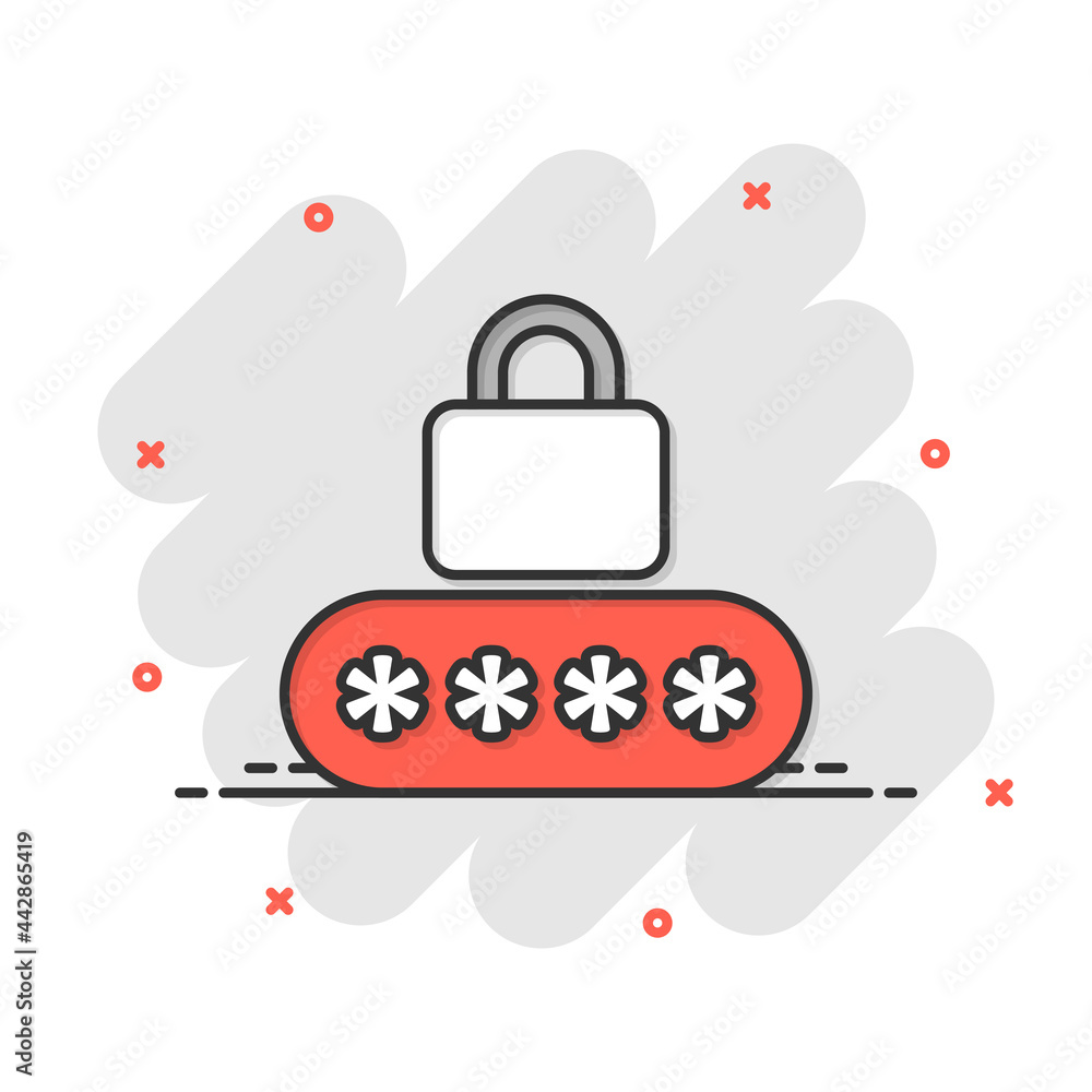 Poster login icon in flat style. password access vector illustration on white isolated background. padlock 