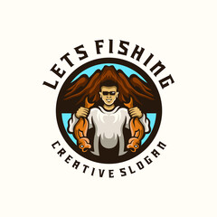 Fishing Champion Emblem Sticker Logo Template