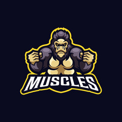 Muscle Gorilla Strength Animal Sport Mascot Logo Template
