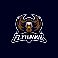 Hawk Falcon Eagle Animal Sport Mascot Logo Template