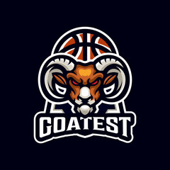 Basket Goat Team Sport Mascot Logo Template