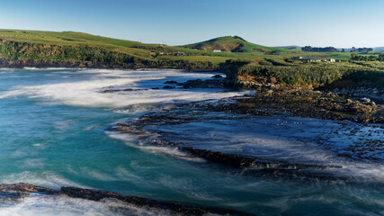 Jurassic petrified forest at Curio Bay, The Catlins, south island, New Zealand.