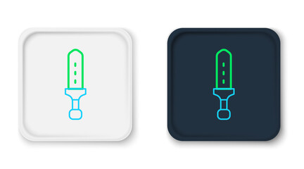 Line Medieval sword icon isolated on white background. Medieval weapon. Colorful outline concept. Vector