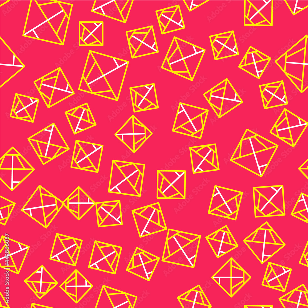 Poster line rubik cube icon isolated seamless pattern on red background. mechanical puzzle toy. rubik's cub