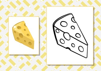 The task for preschool children to develop fine motor skills. Vector illustration. Worksheet for printing. Yellow cheese.