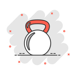 Kettlebell icon in flat style. Barbell sport equipment vector illustration on white isolated background. Dumbbell business concept.