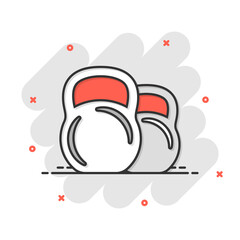 Kettlebell icon in flat style. Barbell sport equipment vector illustration on white isolated background. Dumbbell business concept.