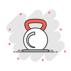 Kettlebell icon in flat style. Barbell sport equipment vector illustration on white isolated background. Dumbbell business concept.