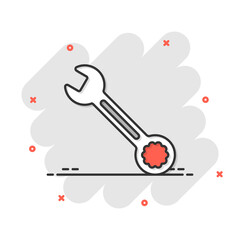 Wrench icon in flat style. Spanner key vector illustration on white isolated background. Repair equipment business concept.