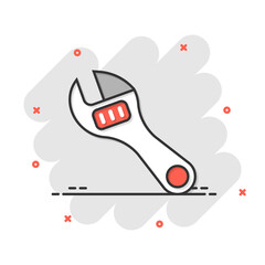 Wrench icon in flat style. Spanner key vector illustration on white isolated background. Repair equipment business concept.