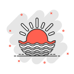 Sun icon in flat style. Sunlight sign vector illustration on white isolated background. Daylight business concept.