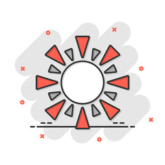 Sun icon in flat style. Sunlight sign vector illustration on white isolated background. Daylight business concept.