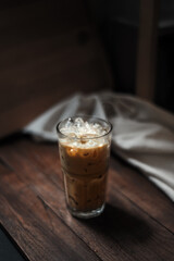 Cup of coffee on table wooden table