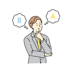 選択をするビジネスマン、選ぶ、悩む、選択肢