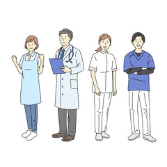 医療関係者、人物イラストセット、医者、看護師、介護福祉士、作業療法士