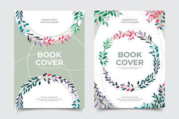 Set of abstract leaves vector modern background. Colorful minimal trendy style organic shapes. Brochure, cover template, invitation card template