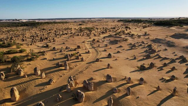 Aerial Sunrise Over The Pinnacles Desert In Australia