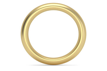 One gold ring on white background.3D illustration.