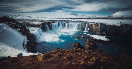 The Landscape of Godafoss Waterfall, Iceland
