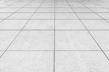 Perspective View Monotone white Brick Stone Pavement on The Ground for Street Road