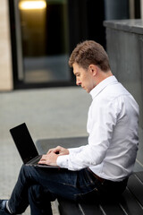 handsome men working in the office 
