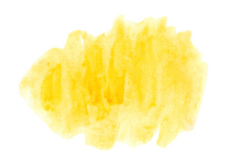 Big yellow watercolor spot. Modern abstract background. Hand drawn illustration. Art drawing. Bright painted backdrop. Stain drawing. Splash. Design template..