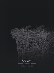Map of Beirut, Lebanon - obrazy, fototapety, plakaty