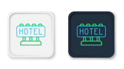 Line Signboard outdoor advertising with text Hotel icon isolated on white background. Colorful outline concept. Vector