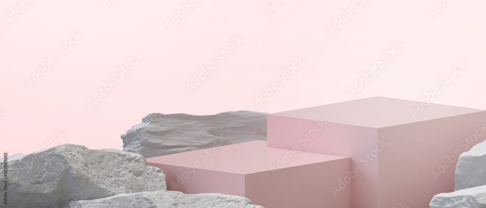 Poster abstract cosmetic minimal podium rectangular geometry shape for product display and store concept on