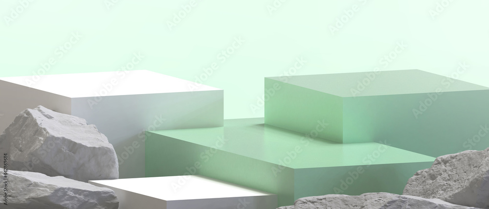 Poster abstract cosmetic minimal podium geometry shape rectangular for product display and store concept on