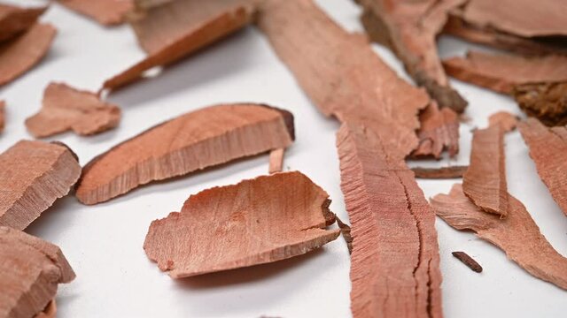angle view herb GangRen or Radix Rhodomyrti or Downy Rosemyrtle Root roating