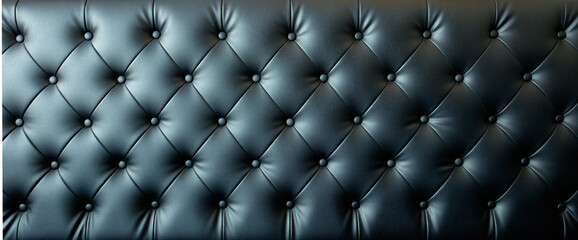 Black artificial leather sofa with rivets texture for background. 