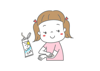 日焼け止めクリームを腕に塗る女の子