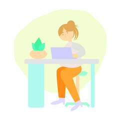 Woman working with laptop. The image of a business woman or career woman or student