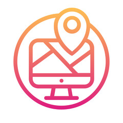 Computer , Location and Map gradient icon.